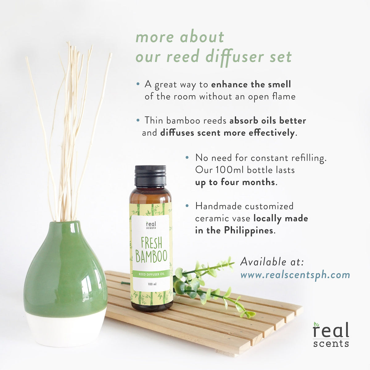 Fresh Bamboo Reed Diffuser Set – Real Scents